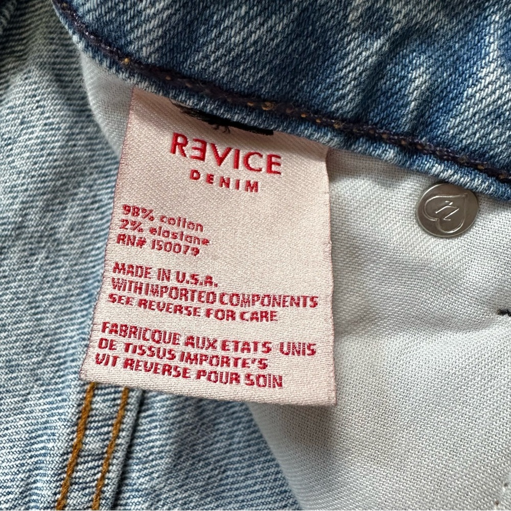 REVICE Denim Blue Ankle Cropped Jeans with Distressed Hem Size 26 Made in USA - Picture 8 of 16